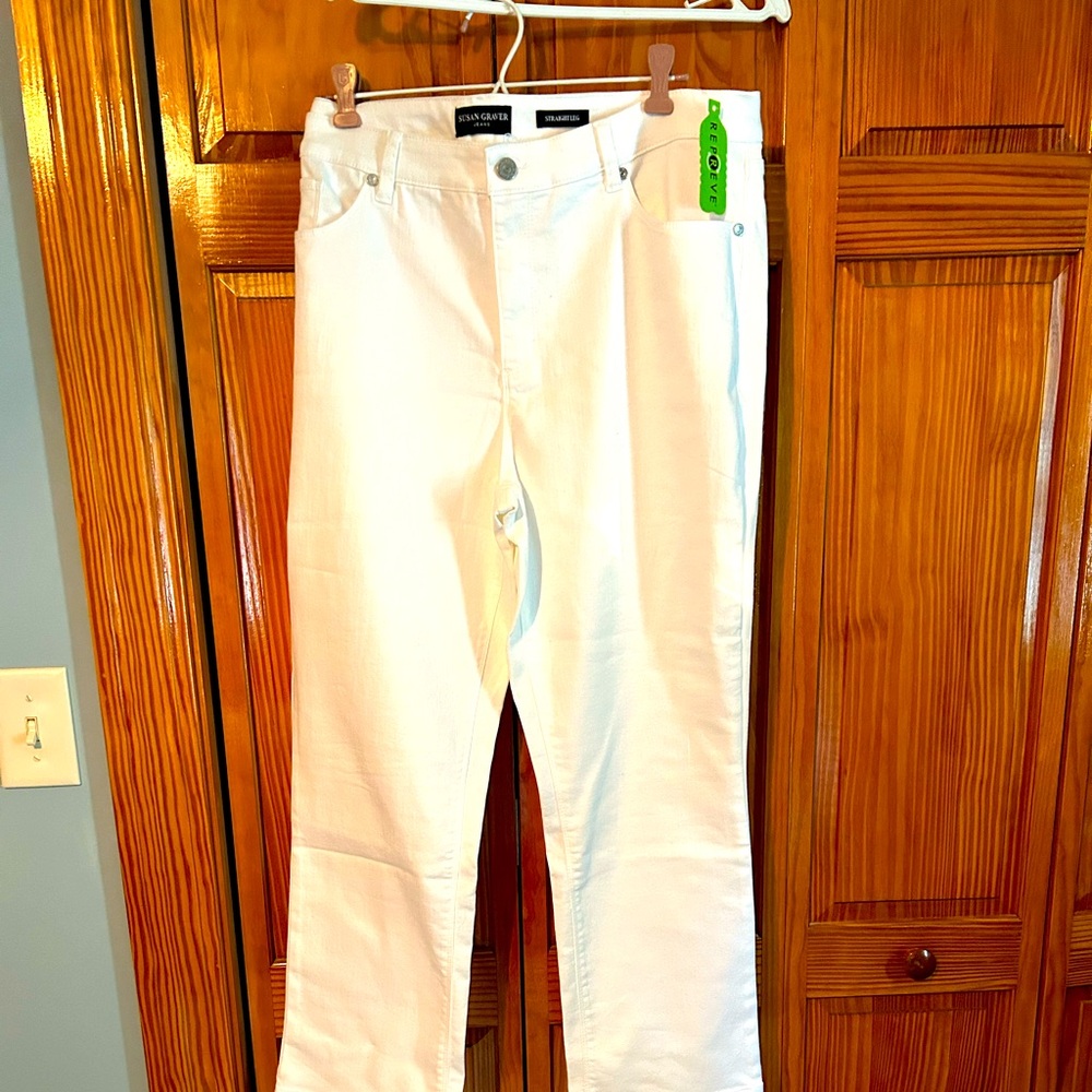 Susan Graver White Jeans Size 16 NWT